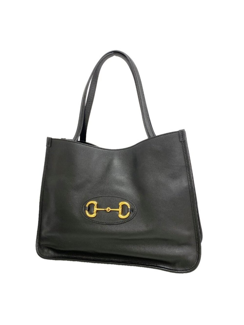 Gucci Tote Bag Horsebit Leather Black Gold
